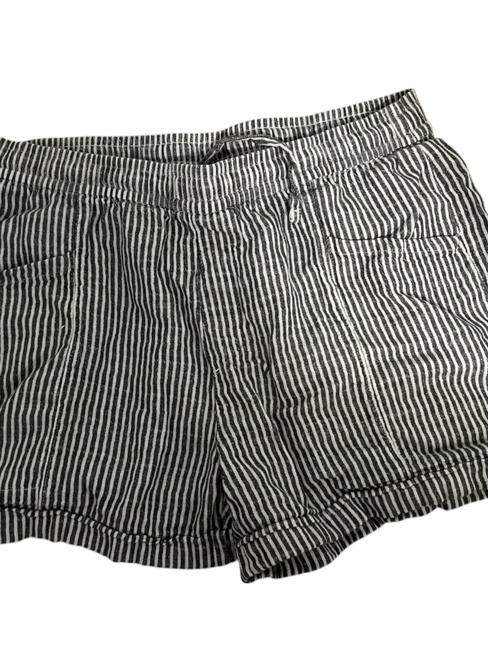 Women's Black & White Striped Linen Shorts